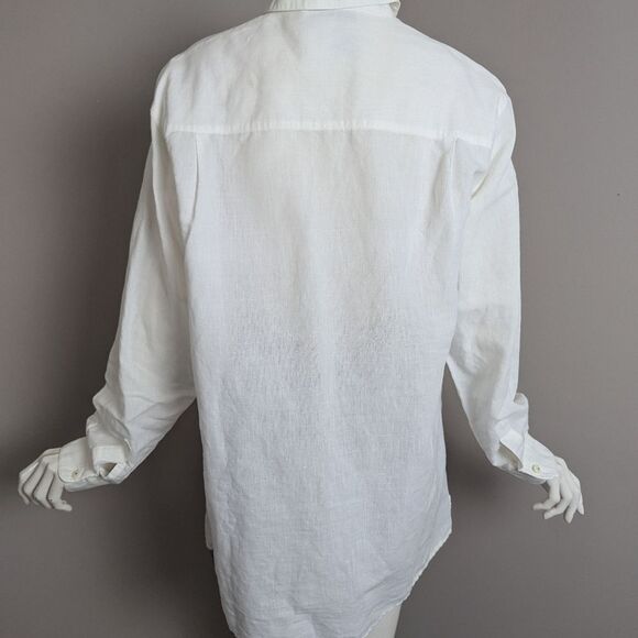 Vintage Tristan & Iseut White Rami Shirt – Floral Embroidered Collar – Size M Ov - Picture 9 of 10